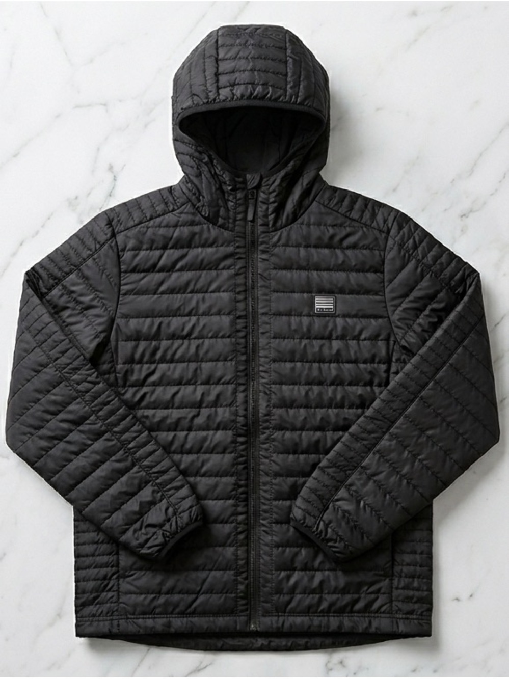 Dutch Bros Coffee Black Lightweight Quilted Hooded Puffer Jacket Unisex XL NWOT